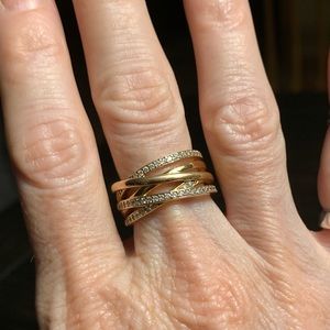 PANDORA Sparkling and Polished Lines Ring * Rose Gold * Size 56 = 7.5 * Preowned